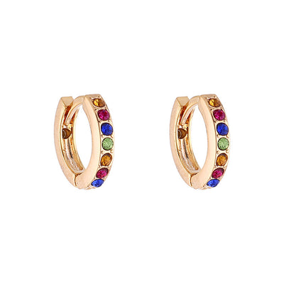 Aretes de Círculo Pequeño con Cristales de Imitación - Diseño Versátil - Image 6