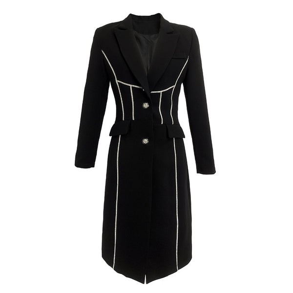 Abrigo Trinchera Negro Midi Elegante para Mujer - Image 6