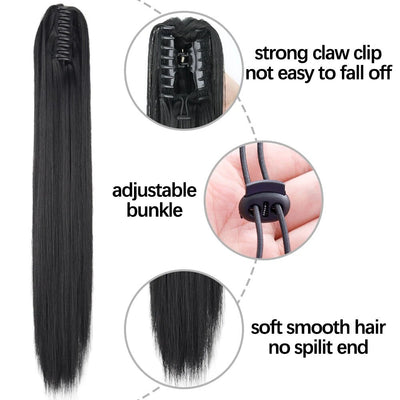 Peluca de Fibra Sintética con Clip Tipo Garra - Cabello Liso y Voluminoso - Image 4