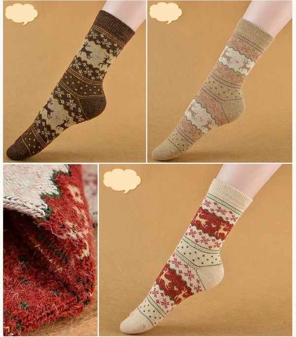 Calcetines Navideños Retro Gruesos y Cálidos para Mujer