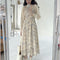 Vestido Chifón Escote Halter con Estampado Acuarela y Espalda Abierta