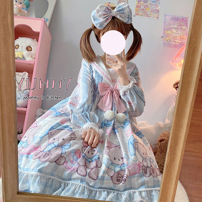 Vestido Lolita Soft Girl Osito Soñador de Manga Larga - Image 17