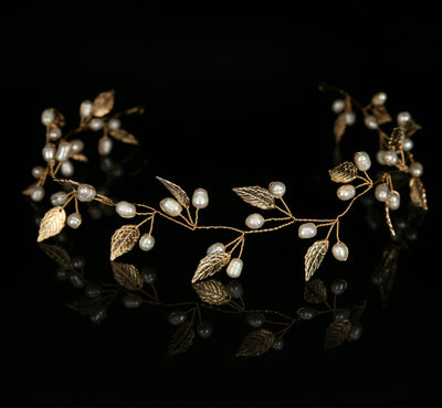 Diadema de perlas tejida a mano para novia - Image 10