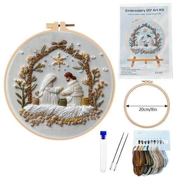 Kit de Bordado Belén Navideño Blanco