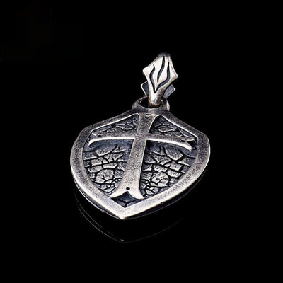 Collar Colgante Escudo Cruz Plata S925 - Estilo Gótico Minimalista - Image 4