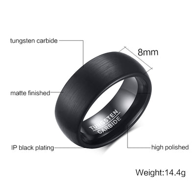 Anillo de Tungsteno Puro Plateado Negro Cepillado - Image 7