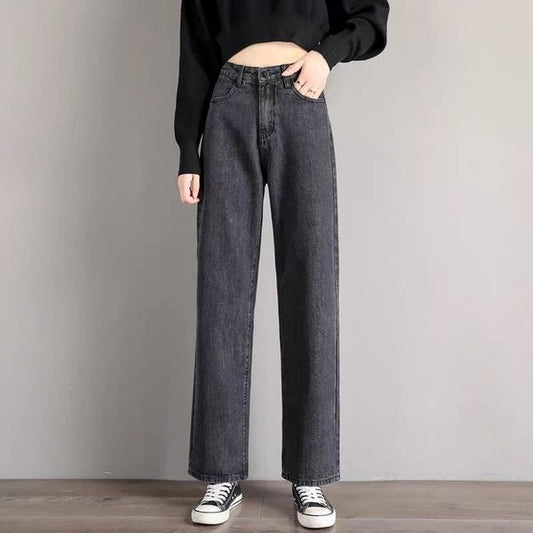 Jeans Cintura Alta Mujer Recto Holgado