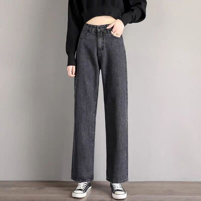 Jeans Cintura Alta Mujer Recto Holgado