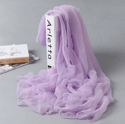 Pañuelo de Seda Largo para Mujer - Chal Playero Chifón Liso Grande - Image 19