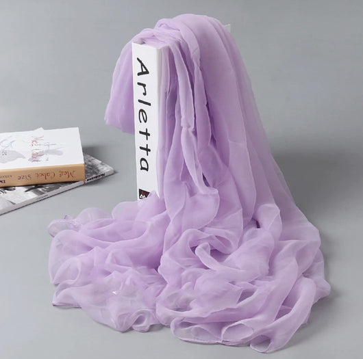 Pañuelo de Seda Largo para Mujer - Chal Playero Chifón Liso Grande - Image 19
