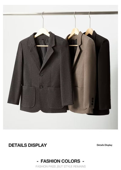 Blazer de Lana Suelta Gris Oscuro para Hombre - Elegancia Casual Profesional - Image 13