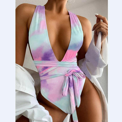 Traje de Baño Enterizo Degradado con Escote en V - Image 3