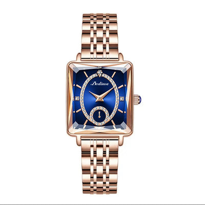 Reloj Elegante de Oro Rosado con Diamantes y Correa de Dos Pasadores - Image 4