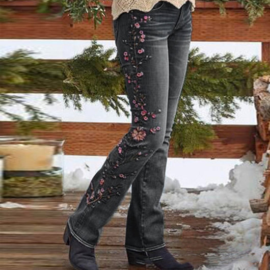 Jeans Rectos con Bordados Retro - Image 5