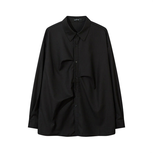 Camisa Plisada Suelta de Manga Larga para Hombre - Diseño Moderno y Elegante - Image 9