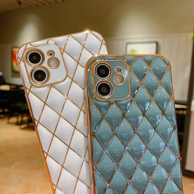 Funda para Celular de Piel de Cordero con Patrón Diamantado - Protección Resistente a Caídas - Image 10