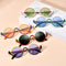 Lentes de Sol Mujer Bloques de Color Titanio Puro Diseño Redondo