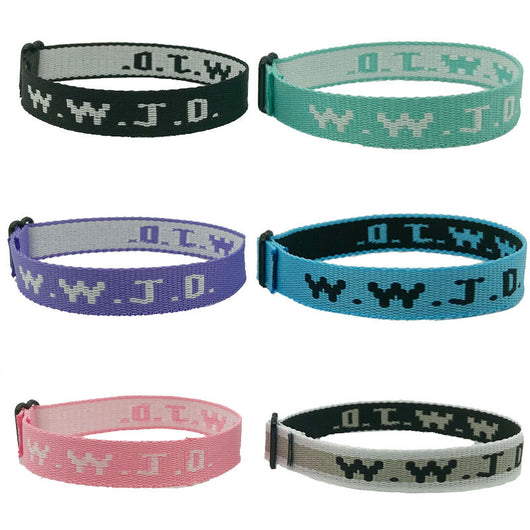 Pulsera Ajustable con Cinta Jacquard Estampada WWJD Unisex - Image 35