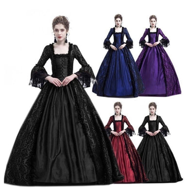 Traje de Corte Medieval Elegante con Trompetas Bordadas - Image 8