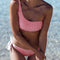 Bikini Asimétrico con Encaje y Rayas Multicolor para Mujer