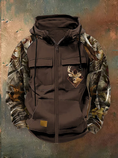 Sudadera Cargo para Hombre con Capucha, Múltiples Bolsillos y Diseño Bicolor - Image 9