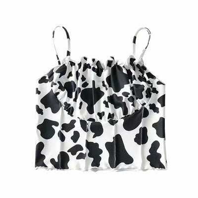 Top Corto Ajustado con Diseño de Pliegue en Pecho y Estampado Vaca - Image 3
