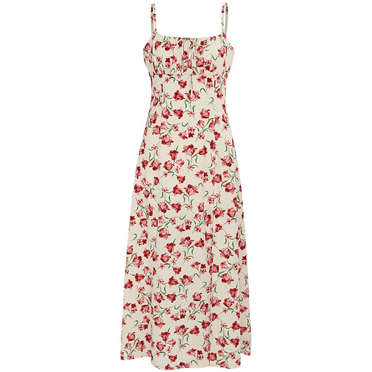 Vestido Vintage Floral Francés con Abertura y Tirantes - Image 14