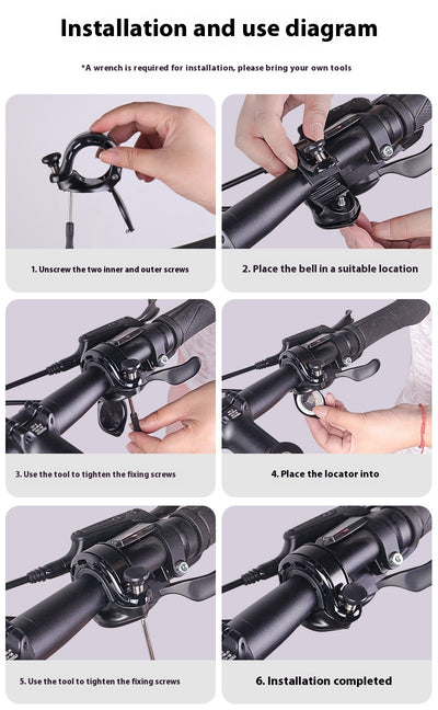 Timbre de Bicicleta Antirrobo de Aluminio con Posicionamiento para Montaña - Image 8
