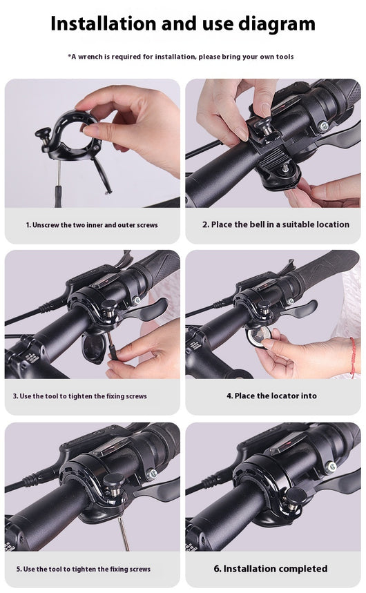Timbre de Bicicleta Antirrobo de Aluminio con Posicionamiento para Montaña - Image 8