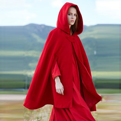 Poncho Capa de Lana con Capucha y Botones Oversized para Mujer - Image 5