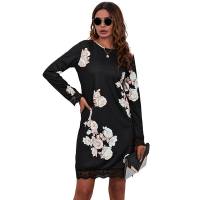 Vestido Entallado de Manga Larga con Estampado para Mujer - Image 7