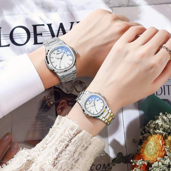 Reloj de Pareja Chenxi Acero Inoxidable Luminoso Resistente al Agua