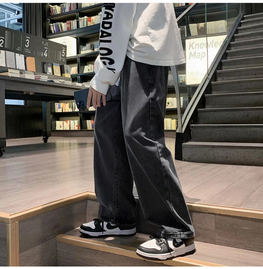 Pantalón Jeans Hombre Corte Recto Ancho Suelto con Caída - Image 15