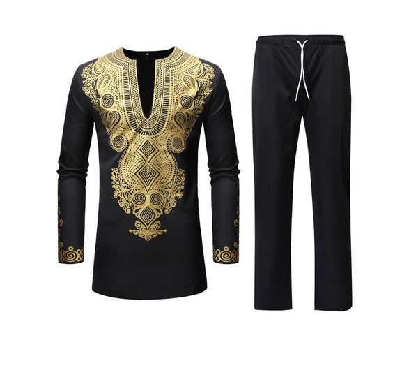 Conjunto de Camisas Estampado Étnico Africano para Hombre