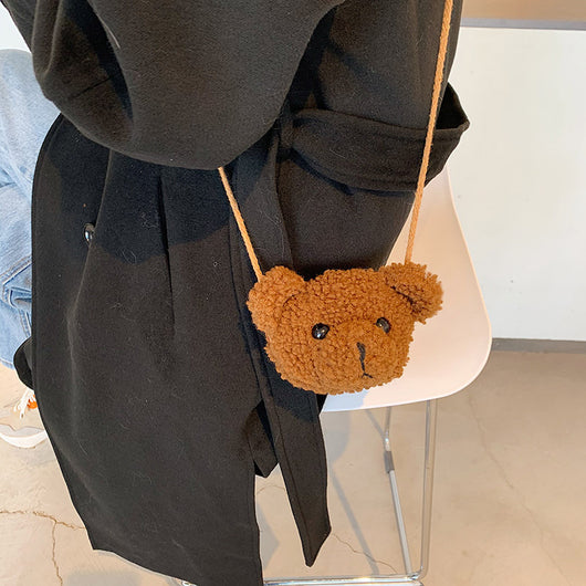 Bolsa Bandolera Infantil Cabeza de Oso de Peluche