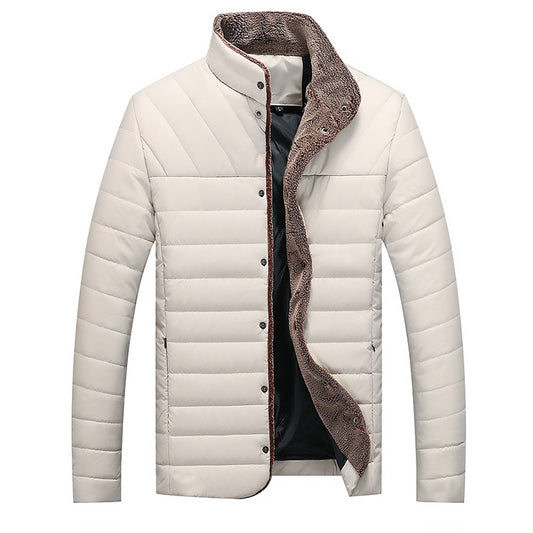 Abrigo Acolchado de Algodón Hombre Estilo Coreano Cuello Alto Ajustado