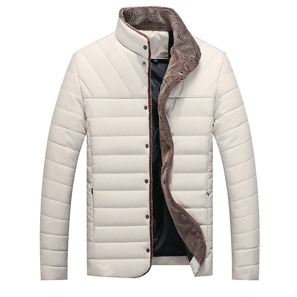 Abrigo Acolchado de Algodón Hombre Estilo Coreano Cuello Alto Ajustado