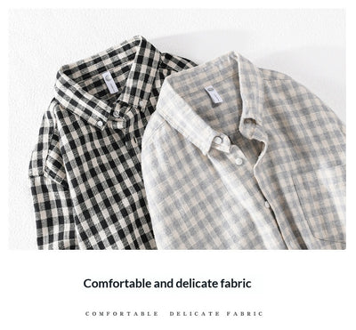 Camisa Cuadros Japonesa Manga Larga para Hombre - Estilo Casual y Versátil - Image 14