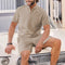 Conjunto Corto de Verano para Hombre con Estampado Jacquard y Cuadros