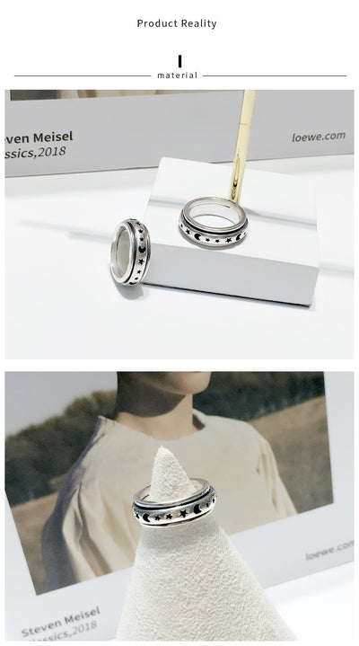 Anillo de Plata Esterlina Giratorio Xingyue Vintage Tailandés Personalizado para Parejas - Image 9