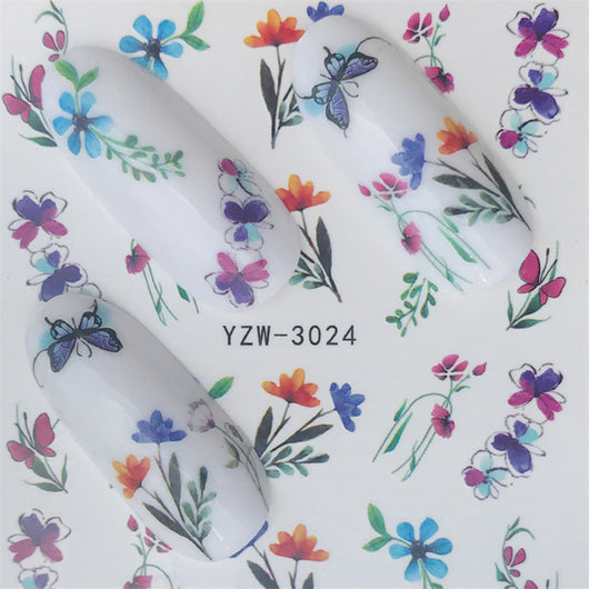 Calcomanías de Uñas Mariposas y Flores - Diseño Acuarela Premium - Image 4