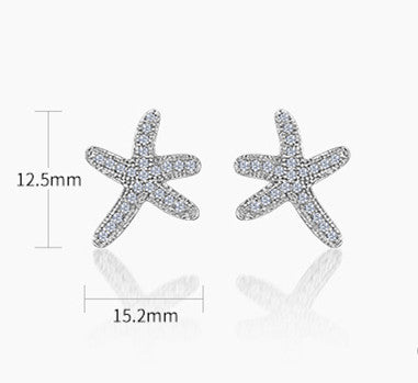 Aretes de Plata Esterlina Baño de Platino Circonitas Estrella de Mar - Image 6