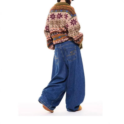 Pantalones Vaqueros Retro de Cintura Alta Recta y Pierna Ancha para Hombre - Image 5