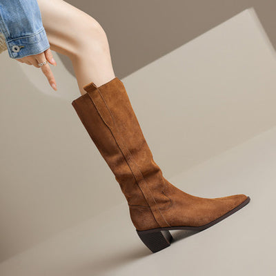 Botas Largas Retro Artesanales de Color Sólido para Otoño-Invierno - Image 2