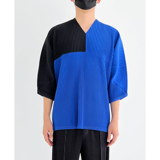 Camiseta Suelta de Verano para Hombre con Cuello V y Bloques de Color - Image 6