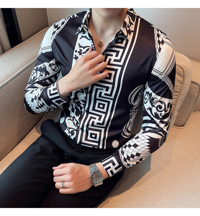 Camisa Manga Larga Estampada Slim Fit para Hombre - Image 28