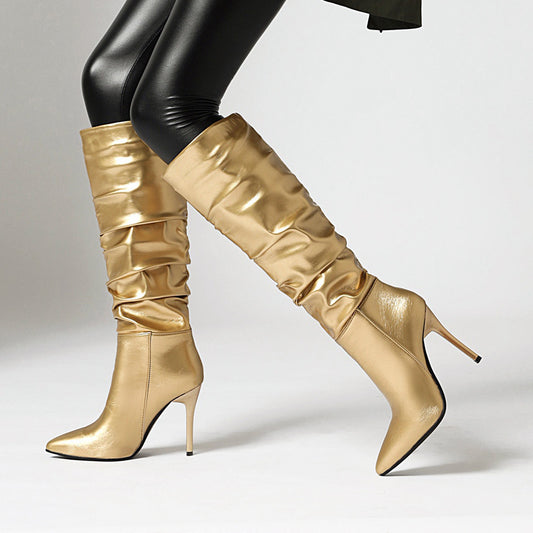Botas Stiletto Doradas y Plateadas - Estilo Europeo Primavera Otoño - Image 2