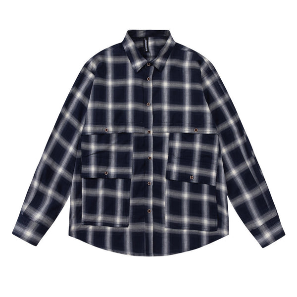Camisa de Cuadros Americana Retro Manga Larga para Hombre - Image 9