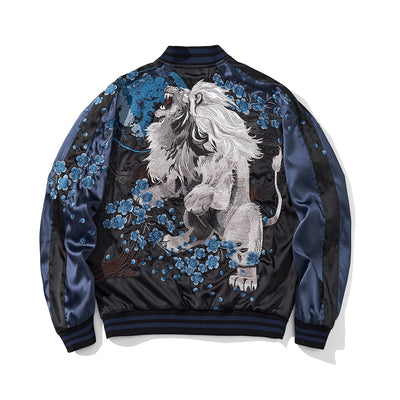 Chaqueta Béisbol Pareja León Rey Bordado Reforzado - Image 3