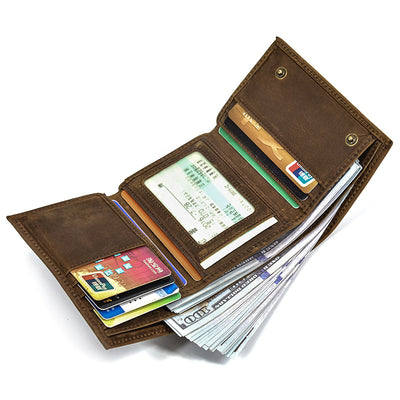 Billetera de Cuero Genuino para Hombre con Protección RFID y Cadena de Metal - Image 17